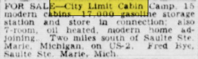 City Limits Cabins - Feb 1945 Ad (newer photo)